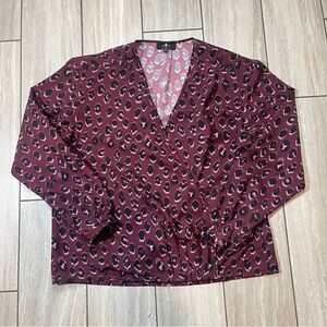 7 For All Mankind Womens Leopard print purple top blouse size small